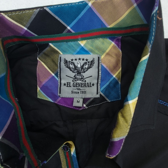 El General Mens Shirt Western Button Up Long Sleeve Elbow Patch Size M NWT - Picture 4 of 8